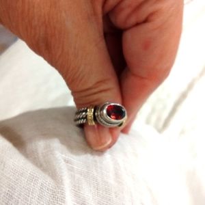 Reve' Garnet, Sterling silver, 14 karat gold ring sz 6.5